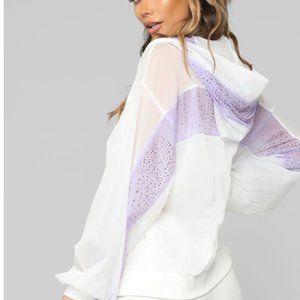 Fashion Nova Lavender Rhinestone Nylon Jacket